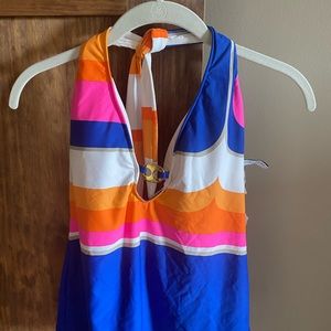 Trina Turk Avalon Tankini Halter Top with Solid Bottom NWT